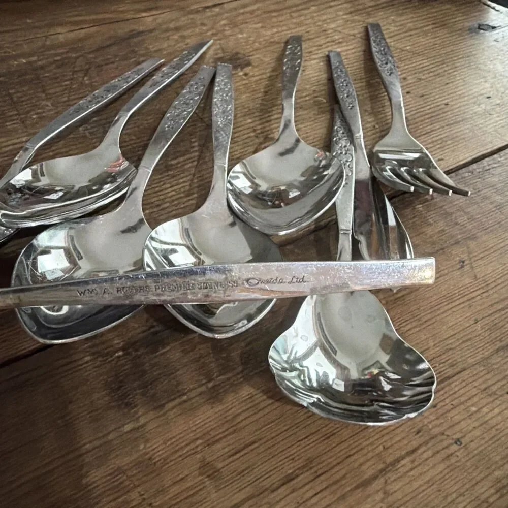 9pc Lot WM A Rogers Oneida SPANADA, Salad Forks & Tea Spoons,Sugar Spoon Knife